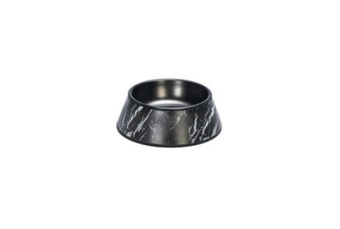 Beeztees DBL Köpek Mama Su Kabı, Mat Siyah Paslanmaz Çelik, Siyah Mermer Görünümlü, 14cm, 160ml