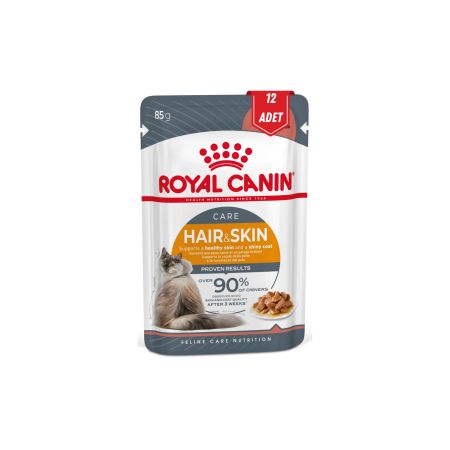 Royal Canin Hair & Skin Jelly Hassas Tüye Sahip Yetişkin Kedi Maması 12 x 85 gr