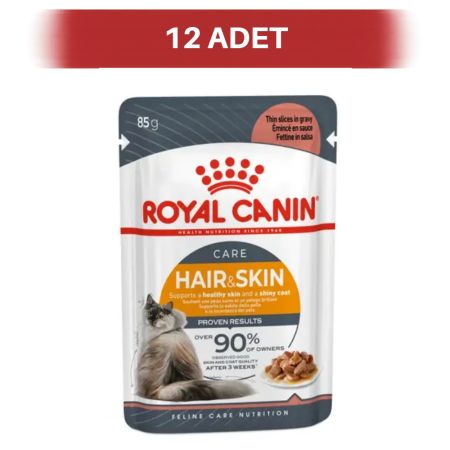 Royal Canin Hair & Skin Gravy Hassas Tüye Sahip Pouch Yaş Kedi Maması 12 x 85 gr