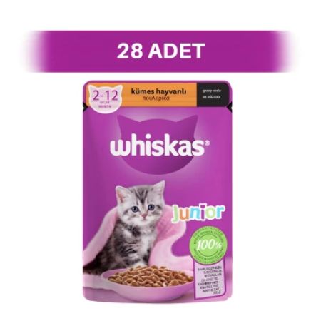 Whiskas Sos İçinde Kümes Hayvanlı Pouch Yavru Kedi Yaş Maması 28 x 85 gr