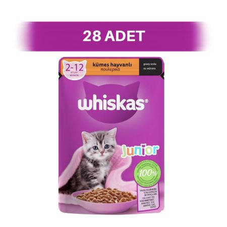 Whiskas Yavru Kümes Hayvanlı Pouch Yetişkin Kedi Yaş Maması 28 x 85 gr