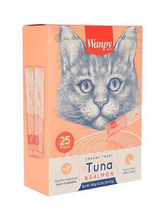 Wanpy Ton Balığı ve Somonlu Krema Kedi Ödül Maması 25 x 14 gr