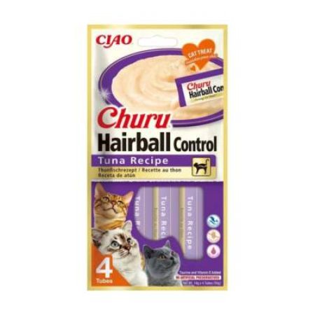 Ciao Churu Hairball -Tüy Yumağı Kontrollü- Ton Balıklı Kedi Ödül Maması 4 X 14 Gr