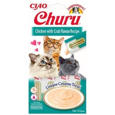 Ciao Churu Cream Tavuklu ve Yengeçli Kedi Ödül Kreması 4 X 14 Gr