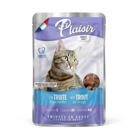 Plaisir Pouch Alabalık Ve Karidesli Yetişkin Kedi Konservesi 100gr