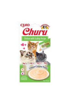 Ciao Churu Cream Tavuklu ve Deniz Taraklı Krema Sıvı Kedi Ödülü 4 X 14 gr