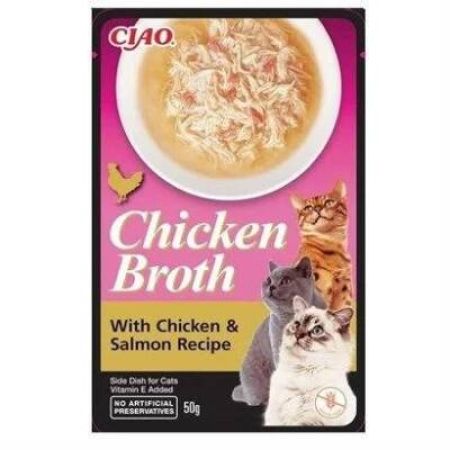 Ciao Chicken Churu Broth Somonlu ve Tavuk Sulu Kedi Ödül Maması 50 gr