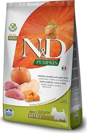 N&D Pumpkin Tahılsız Bal Kabaklı Yaban Domuz Etli ve Elmalı Küçük Irk Yetişkin Köpek Maması 7 Kg