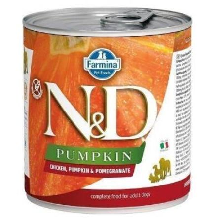 N&D Pumpkin Balkabaklı Tavuklu ve Narlı Yetişkin Köpek Konservesi 285 gr
