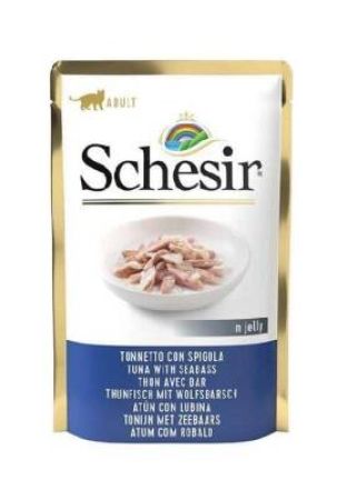 Schesir Pouch Ton Balıklı ve Levrekli Jöleli Kedi Konservesi 85 gr