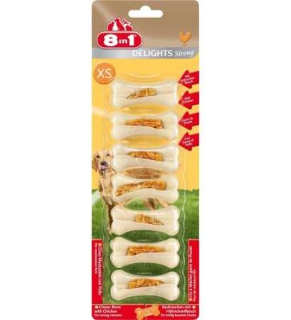 8in1 Delights Strong Tavuklu Köpek Ödül Kemiği XS 7'li 140 gr