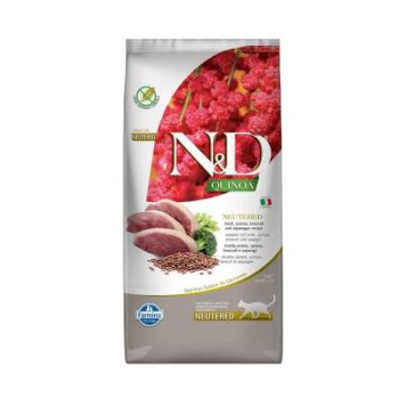 N&D Quinoa Kısırlaştırılmış Ördek Brokoli ve Kuşkonmazlı Yetişkin Kedi Maması 5 kg
