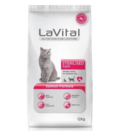 LaVital Sterilesed Somonlu Kısırlaştırılmış Yetişkin Kedi Maması 12 kg