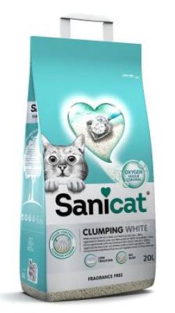 Sanicat Koku Kontrollü Topaklaşan Beyaz Tanecikli Kedi Kumu 20 lt