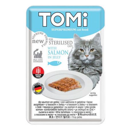 Tomi Pouch Sterilised Pate Somon ve Yumurta Tahılsız Kısırlaştırılmış Kedi Yaş Maması 100 Gr