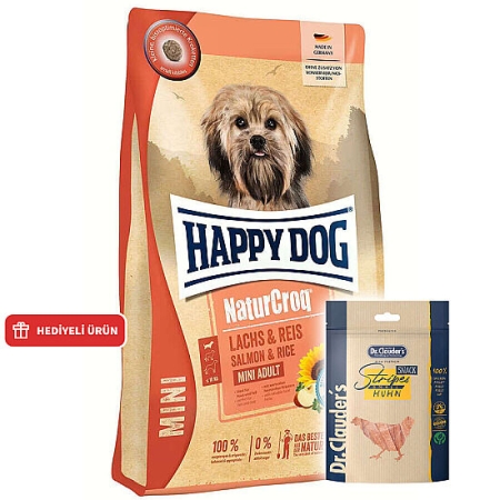 Happy Dog Mini NaturCroq Somonlu Küçük Irk Köpek Maması 4 Kg + Dr. Clauders Ödül 80 Gr