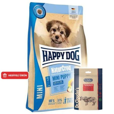 Happy Dog Mini Puppy NaturCroq Küçük Irk Köpek Maması 4 Kg + Dr. Clauders Biftekli Ödül Küpleri 80 Gr