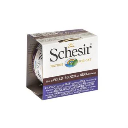Schesir Suda Pişirilmiş Tavuk & Sığır Etli Kedi Konservesi 85 gr