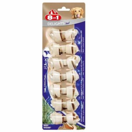 8in1 Delights Bones XS Biftekli Köpek Ödül Kemiği  7'li 84 gr