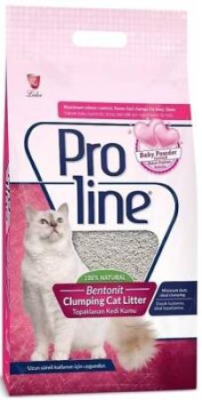 Proline Bebek Pudralı İnce Taneli Topaklanan Bentonit Kedi Kumu 20 lt