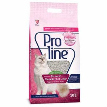 Proline Doğal Topaklanan Baby Powder Kokulu Kedi Kumu İnce Taneli 10 lt