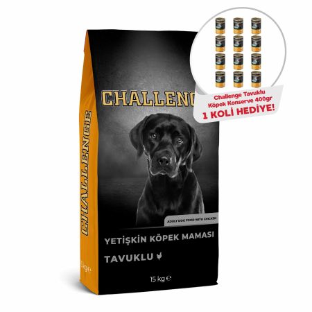 Challenge Tavuklu Yetişkin Köpek Maması 15 kg (12 Adet Challenge Köpek Konservesi Hediyeli)