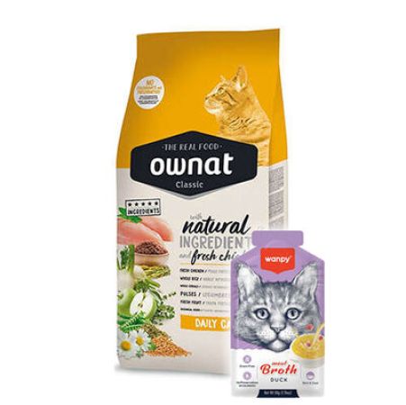 Ownat Classic Daily Care Tavuklu Kedi Maması 1,5 Kg + Wanpy 50 Gr Kedi Çorbası