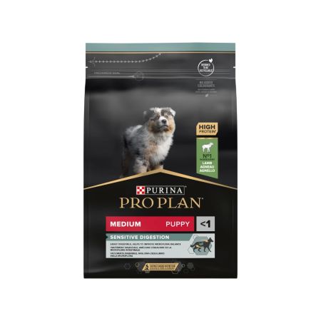Pro Plan Puppy Medium Sensitive Digestion Hassas Sindirime Destek Kuzulu ve Pirinçli Orta Irk Yavru Köpek Maması 3 kg