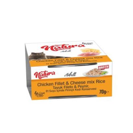 Natura Tavuk Fileto ve Peynirli Yetişkin Kedi Konservesi  70 gr
