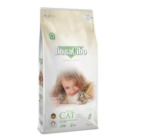 BonaCibo Kuzu Etli ve Pirinçli Yetişkin Kedi Maması 15 Kg