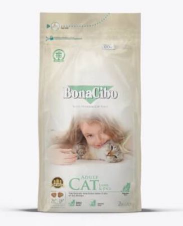 BonaCibo Kuzu Etli ve Pirinçli Yetişkin Kedi Maması 2 Kg