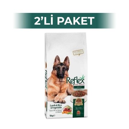 Reflex Kuzulu Etli ve Sebzeli Yetişkin Kuru Köpek Maması 3 kg 2 Adet