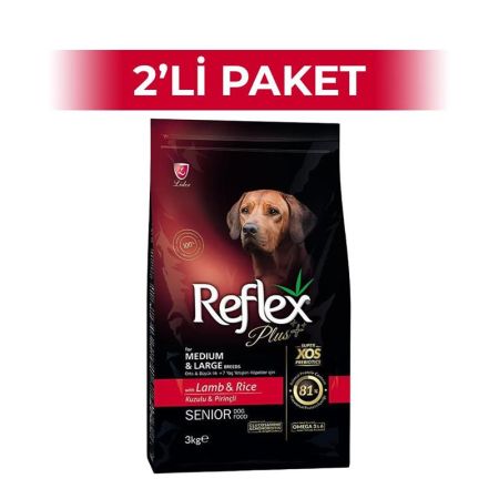 Reflex Plus Orta ve Büyük Irk Kuzulu +7 Yaşlı Köpek Maması 3 kg 2 Adet