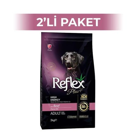 Reflex Plus Yüksek Enerjili Biftekli Yetişkin Köpek Maması 3 kg 2 Adet