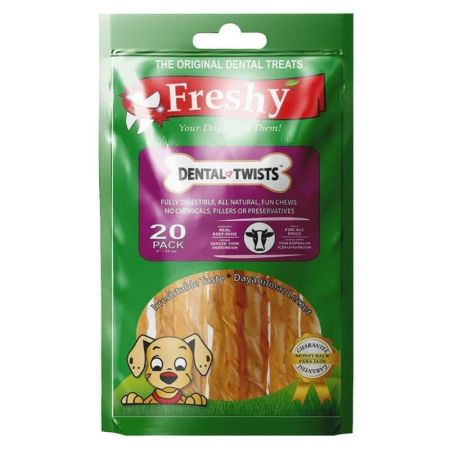 Freshy Dental Twist Doğal Burgu Çubuk Köpek Ödülü 20 Adet (120 g)