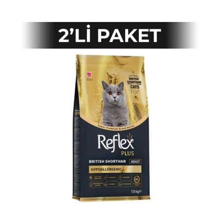 Reflex Plus British Shorthair Tavuklu ve Kızılcıklı Yetişkin Kedi Maması 1,5 kg 2 Adet