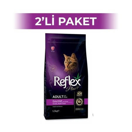 Reflex Plus Tavuklu Renkli Taneli Yetişkin Kedi Maması 1,5 kg 2 Adet