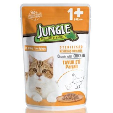 Jungle Pouch Jöleli Tavuklu Kısırlaştırılmış Kedi Konservesi 100 Gr