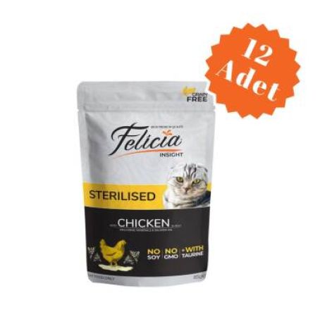 Felicia Pouch Sterilised Kısırlaştırılmış Tavuklu Tahılsız Yetişkin Kedi Konservesi 85 Gr x 12 Adet