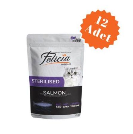 Felicia Pouch Sterilised Kısırlaştırılmış Somonlu Tahılsız Yetişkin Kedi Konservesi 85 Gr x 12 Adet