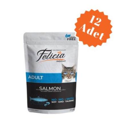Felicia Pouch Somonlu Tahılsız Yetişkin Kedi Konservesi 85 Gr x 12 Adet
