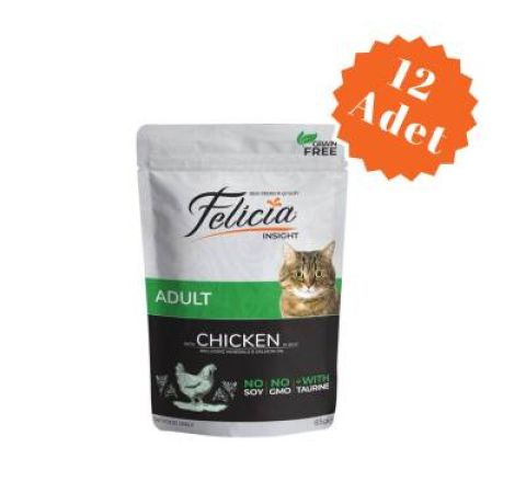 Felicia Pouch Tavuklu Tahılsız Yetişkin Kedi Konservesi 85 Gr x 12 Adet
