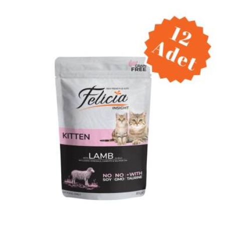 Felicia Pouch Kuzulu Tahılsız Yavru Kedi Konservesi 85 Gr x 12 Adet