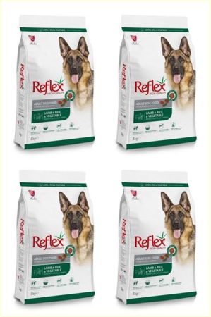 Reflex Kuzulu, Pirinçli ve Sebzeli Yüksek Kaliteli Köpek Maması 3 Kg* 4 ADET