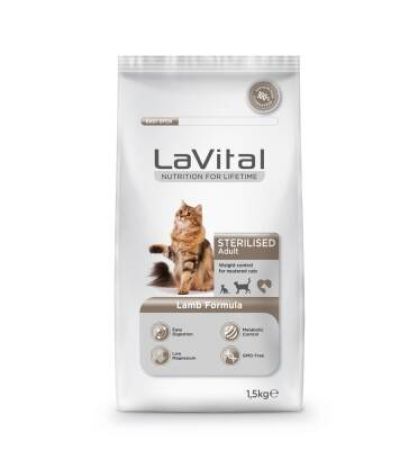LaVital Kuzu Etli Kısırlaştırılmış Yetişkin Kedi Maması 1,5 kg