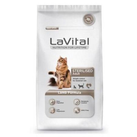LaVital Kuzu Etli Kısırlaştırılmış Yetişkin Kedi Maması 12 kg
