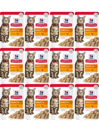 Hill's Science Plan Tavuklu Yetişkin Yaş Kedi Maması 85GR x 12 Adet