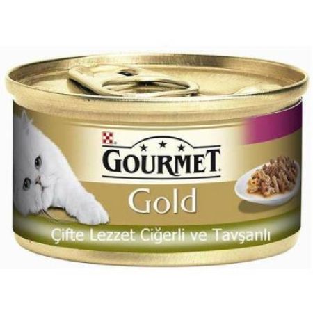 Gourmet Gold Soslu Ciğerli ve Tavşanlı Yetişkin Kedi Konservesi 85 gr 24 Adet