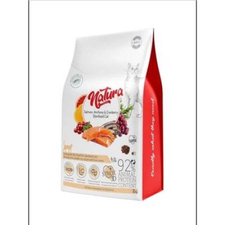 Natura Premium Somonlu Yaban Mersinli Düşük Tahıllı Kısırlaştırılmış Yetişkin Kedi Maması 2 kg