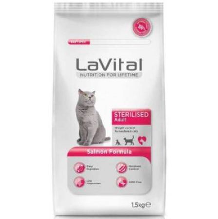 LaVital Somonlu Kısırlaştırılmış Yetişkin Kedi Maması 1,5 kg